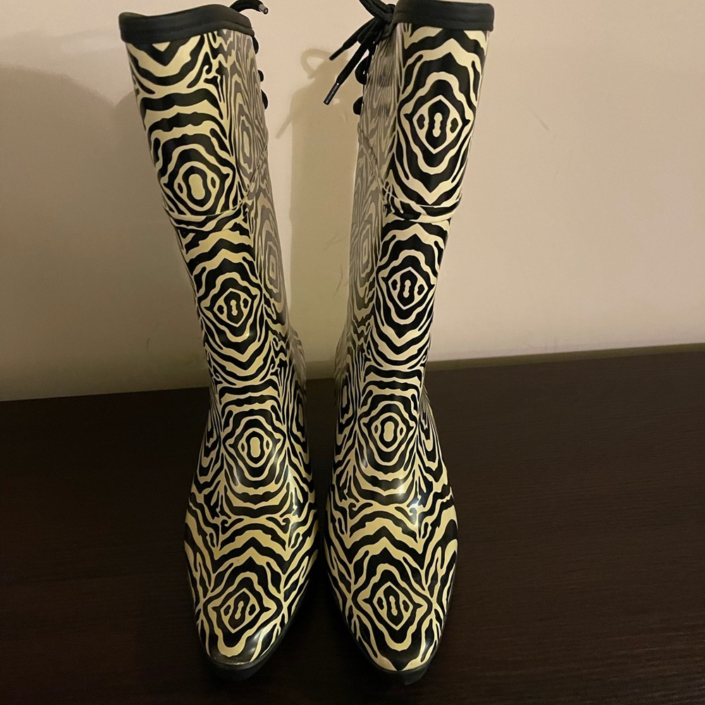 DAV Zebra Print Western Woman Rain Boots Size 6 - Picture 2 of 9